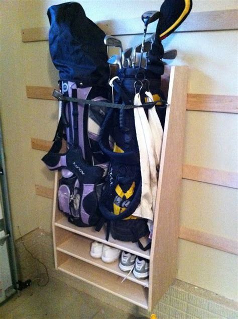 Chad's Workshop: Golf bag storage | Golf bags, Golf diy, Golf room