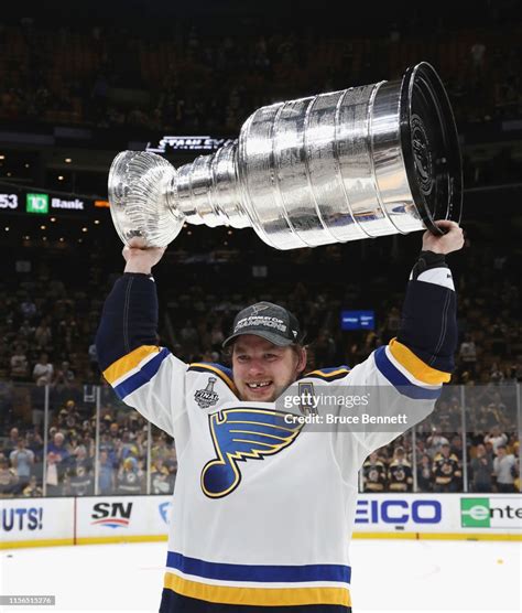 Vladimir Tarasenko of the St. Louis Blues holds the Stanley Cup... News ...