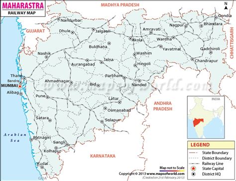 Maharashtra Railway Map in 2020 | Map, India map, Maharashtra