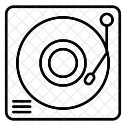 Vinyl Record Player Icon - Download in Line Style