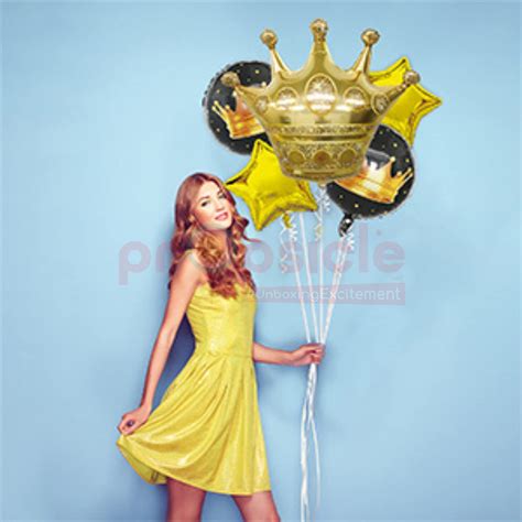 Buy Propsicle 33" Helium Gas Foil Golden King Crown Balloon Set Birthday Decoration For Boys ...