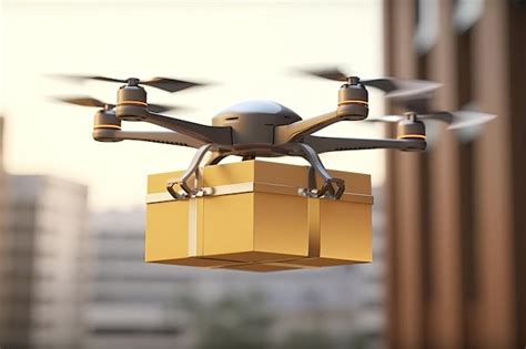 Premium AI Image | Delivering drone in big city modern delivery service