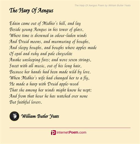 The Harp Of Aengus Poem by William Butler Yeats