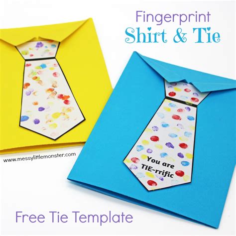 Father's Day Tie Card (with free printable tie template) - Messy Little Monster