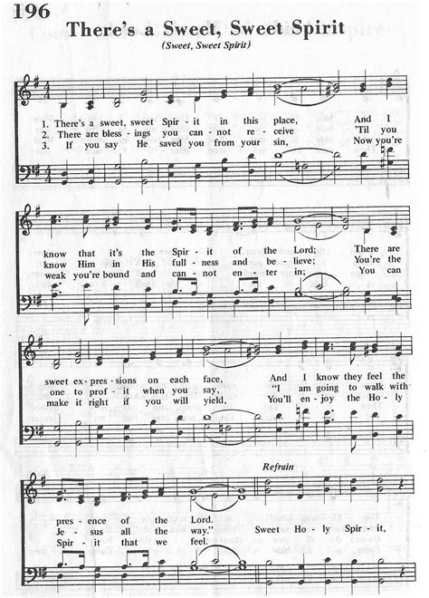 Theres A Sweet Spirit (HYMN) SATB - Page 1 of 2 | Christian song lyrics, Hymn music, Great song ...