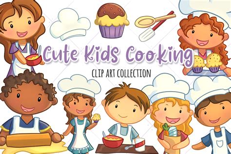 Cute Kids Cooking Clip Art Collection By Keepin' It Kawaii | TheHungryJPEG