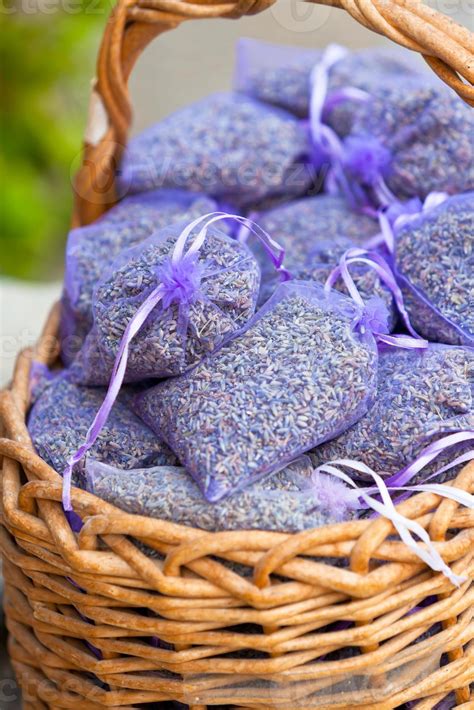 Dried lavender sachets basket 12823532 Stock Photo at Vecteezy