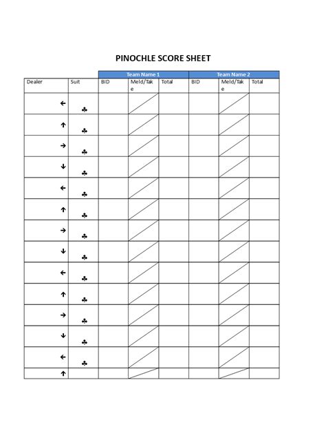 Pinochle scoresheet template - Download this free printable Pinochle score sheet template and ...