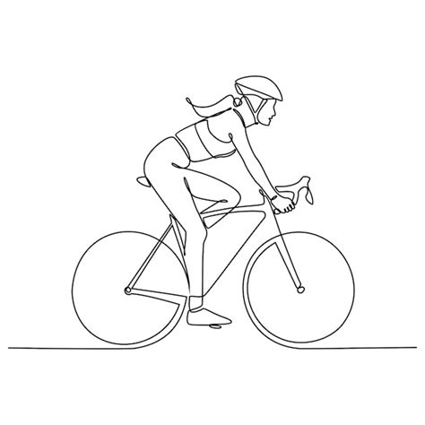 Premium Vector | Continuous line drawing of cyclist riding bicycle ...