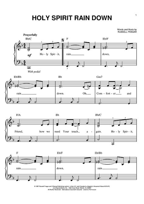 Buy "Holy Spirit Rain Down" Sheet Music by Russell Fragar for Easy Piano