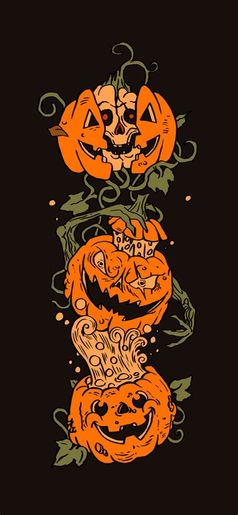 Scary Pumpkins Black Wallpaper - Aesthetic Halloween Wallpaper