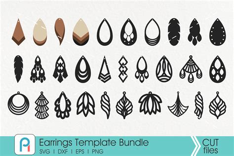 Earring SVG Bundle, Leather Earrings SVG, Earring Template SVG, Teardrop SVG, Stacked Earring ...