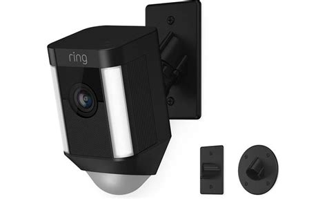 Ring Spotlight Cam Mount (Black) Hardwired security camera with LED spotlights and siren at ...