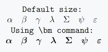 How to represent bold greek letters in LaTeX?