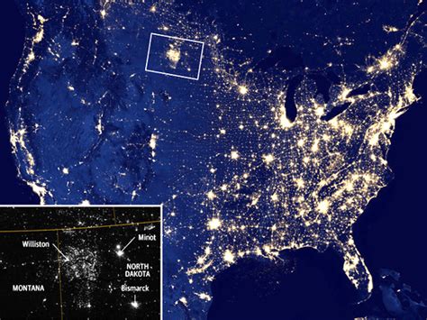 Bakken Natural Gas Flares as Seen from Space