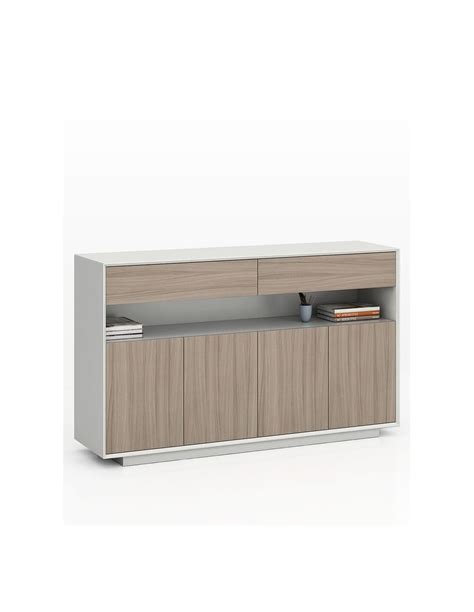 Edge Series Credenza White Medium Height Cabinet | Workspace Furniture