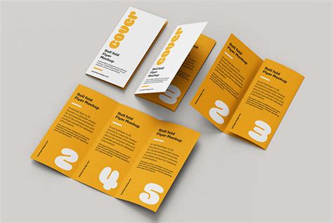 Roll fold DL flyer mockup - Mockups Design