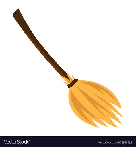 Cartoon witch broom isolated on white background Vector Image