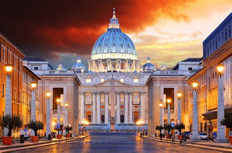 Wallpaper Rome Italy Vatican temple Evening Street lights Houses