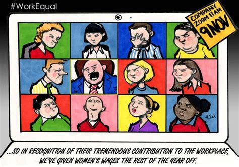 #WorkEqual Equal Pay Day Cartoon 2020 by Allan Cavanagh