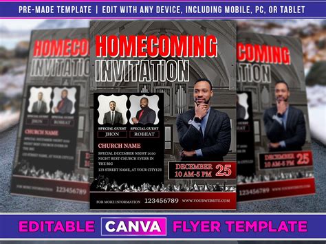 Church Homecoming Flyer Editable Canva Template US Letter Size. - Etsy