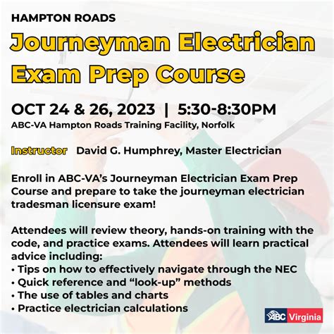 Journeyman Electrician Exam Prep Course 10/24 HR | ABC Virginia