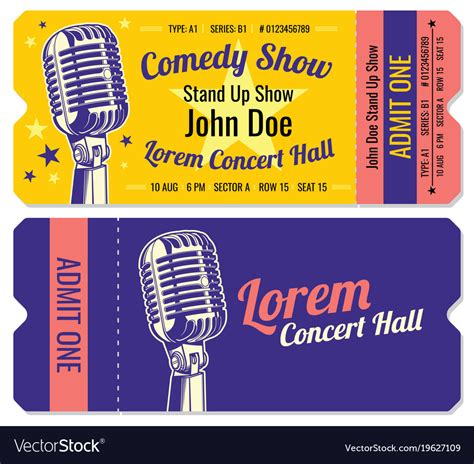 Stand up comedy show entrance tickets Royalty Free Vector