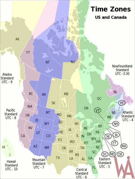 Time Zone Map of USA and Canada | WhatsAnswer