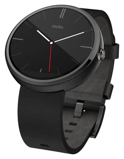 Motorola Moto 360 - Black Leather Smart Watch -Used | Android wear ...