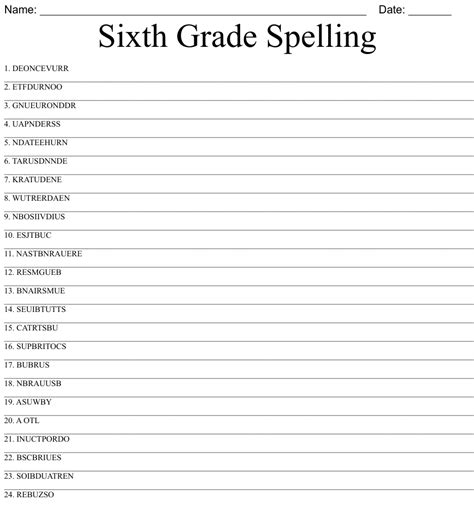 6th Grade Spelling Worksheets - Worksheets Library