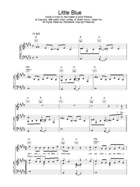 Little Blue Sheet Music | The Beautiful South | Piano, Vocal & Guitar ...