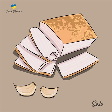 Dish of national Ukrainian cuisine, salo, flat vector on a beige background 11004551 Vector Art ...