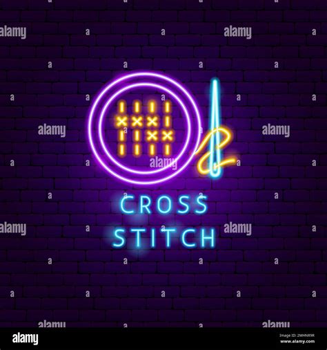 Cross Stitch Neon Label Stock Vector Image & Art - Alamy