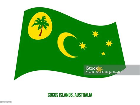 Bendera Kepulauan Cocos Melambaikan Vektor Pada Latar Belakang Putih Bendera Wilayah Australia ...