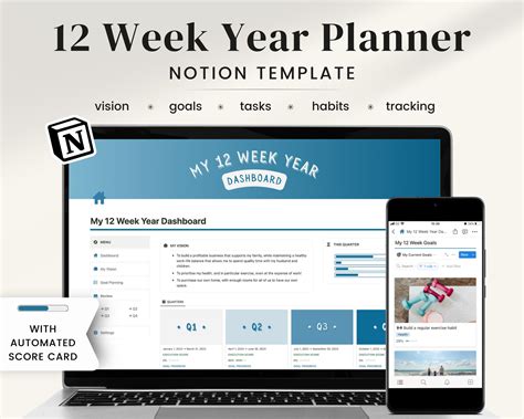 12 Week Year Planner 12 Week Year Notion Template Goal - Etsy