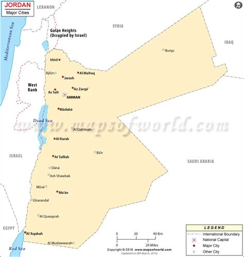 Jordan Cities Map, Major Cities in Jordan