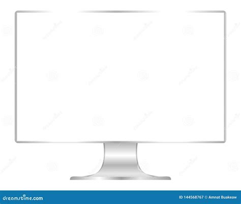 Front of Flat Monitor White Screen Computer, Pc Display Digital Wide Screen and Slim, Icon of ...