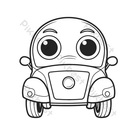 Outline Sketch Cartoon Car With Big Eyes Drawing Vector PNG Images ...