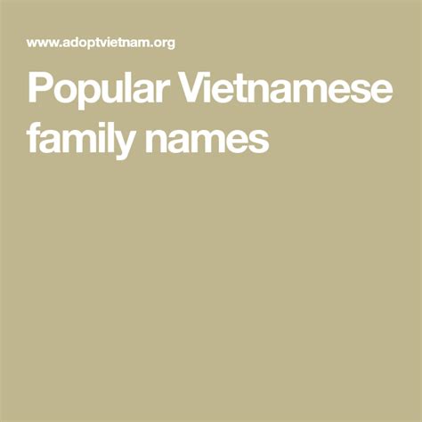 Popular Vietnamese family names | Names, Family name, Names with meaning