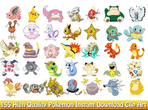 155 Pokemon Characters clipart images / Clip Art DIY by Pogoclips