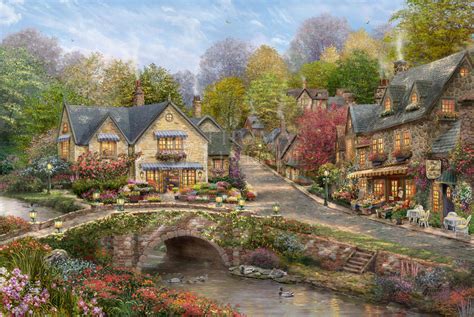 Summer in Cobblestone Village, by Thomas Kinkade Studios - Village Gallery