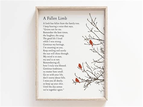 A Fallen Limb Poem Printable, Christian Print, Digital Download, Memorial Poetry Wall Art ...