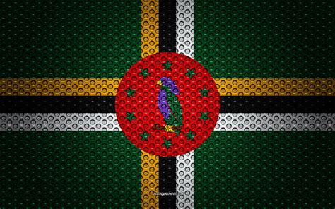 Flag of Dominica creative art, metal mesh texture, Dominica flag, national symbol, HD wallpaper ...