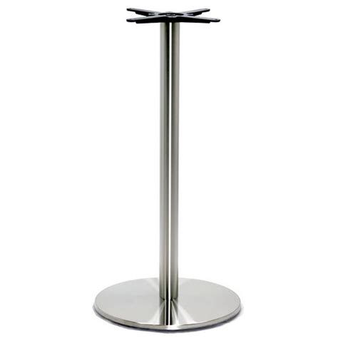 Round Pedestal Table Base, Brushed Stainless Steel, 40-1/4" Bar Height ...