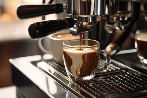 Premium AI Image | Barista pours cream into the cup of coffee A small ...