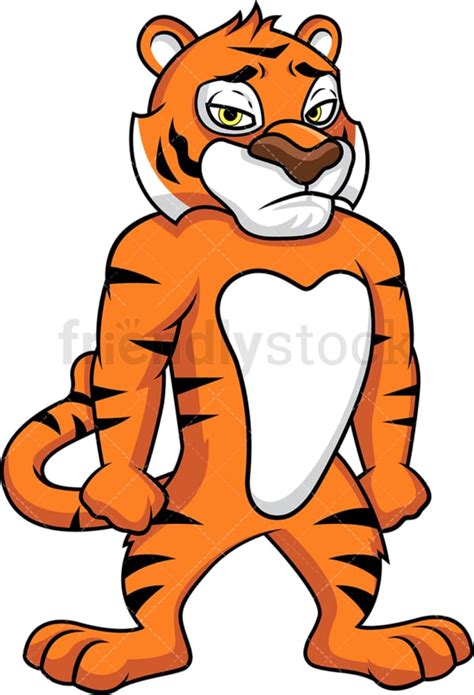 Tiger Mascot Looking Sad Vector Cartoon Clipart - FriendlyStock