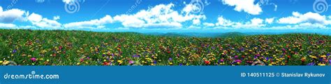 Flower Hills, Spring Landscape of Flowers, Flower Meadow on the Hillside Stock Image - Image of ...