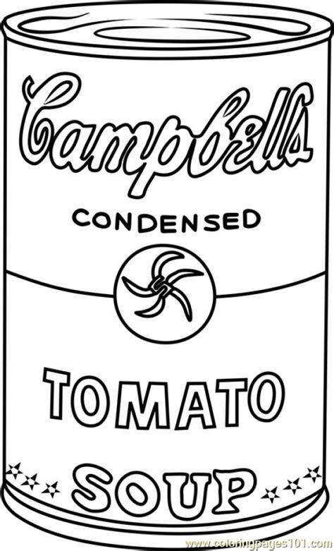 Campbell's Soup by Andy Warhol Coloring Page #kidswoodcrafts | Andy ...