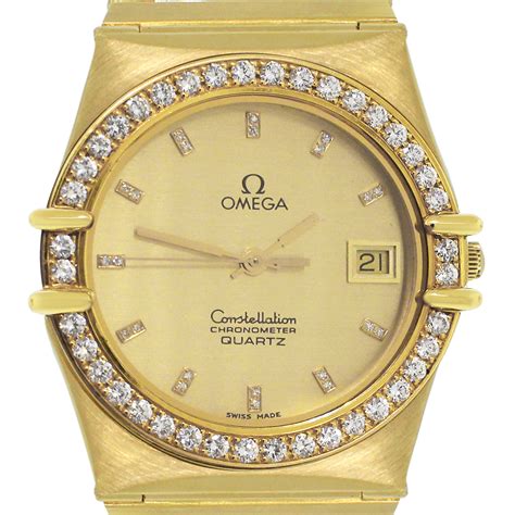 Omega Constellation 18k Yellow Gold Diamond Bezel Quartz Watch