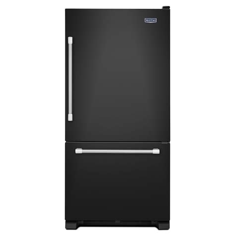 Maytag 22.1-cu ft Bottom-Freezer Refrigerator with Single Ice Maker Ice Maker (Black) in the ...